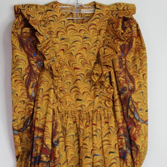 Ulla Johnson Rosina Ruffled Midi Dress in Tiger Eye Size 2 - Picture 4 of 16